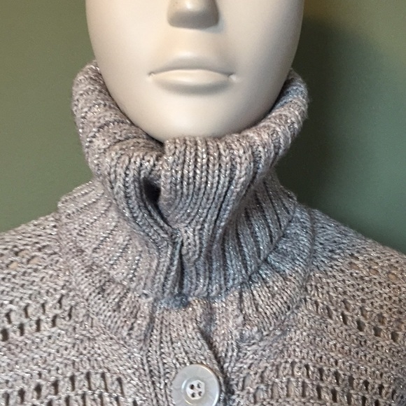 Grey turtleneck button front sweater, BNWOT - Picture 5 of 8